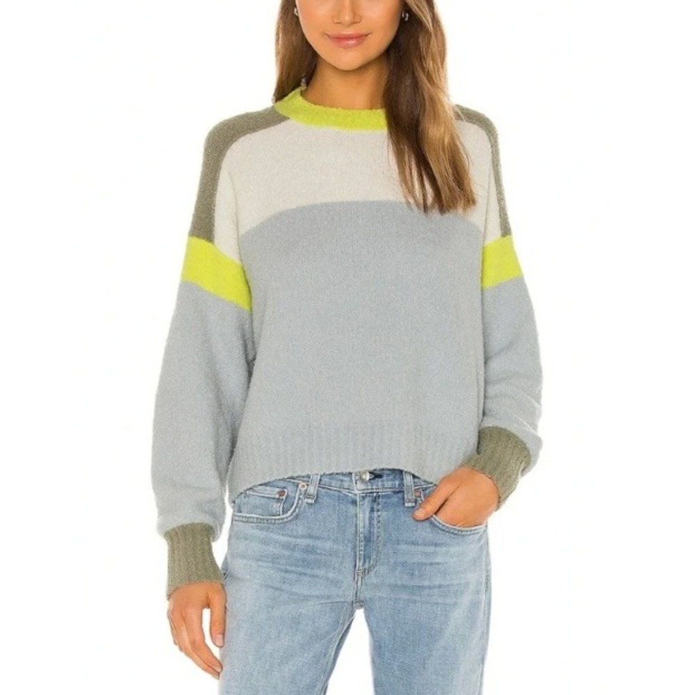 RAG & BONE Lilou Crew Neck Sweater in Grey Ice Neon